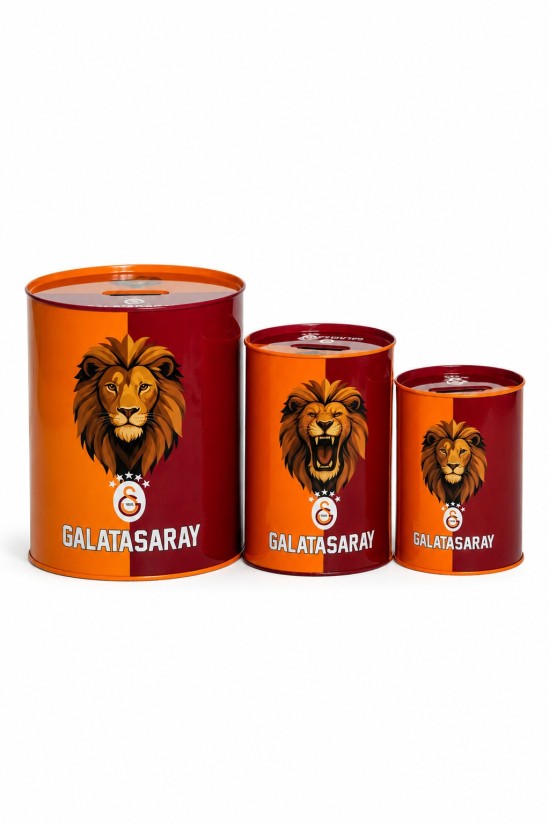 Galatasaray Lisanslı Aslan Baskılı Kumbara Seti - Çocuklar İçin 3'lü Taraftar Kumbarası