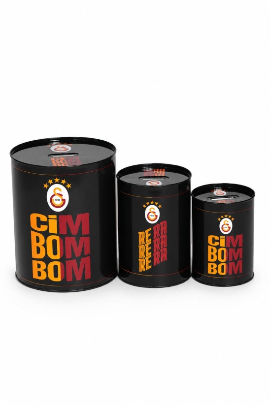 Galatasaray Lisanslı Cimbom Yazılı Kumbara Seti - Çocuklar İçin 3'lü Taraftar Kumbarası