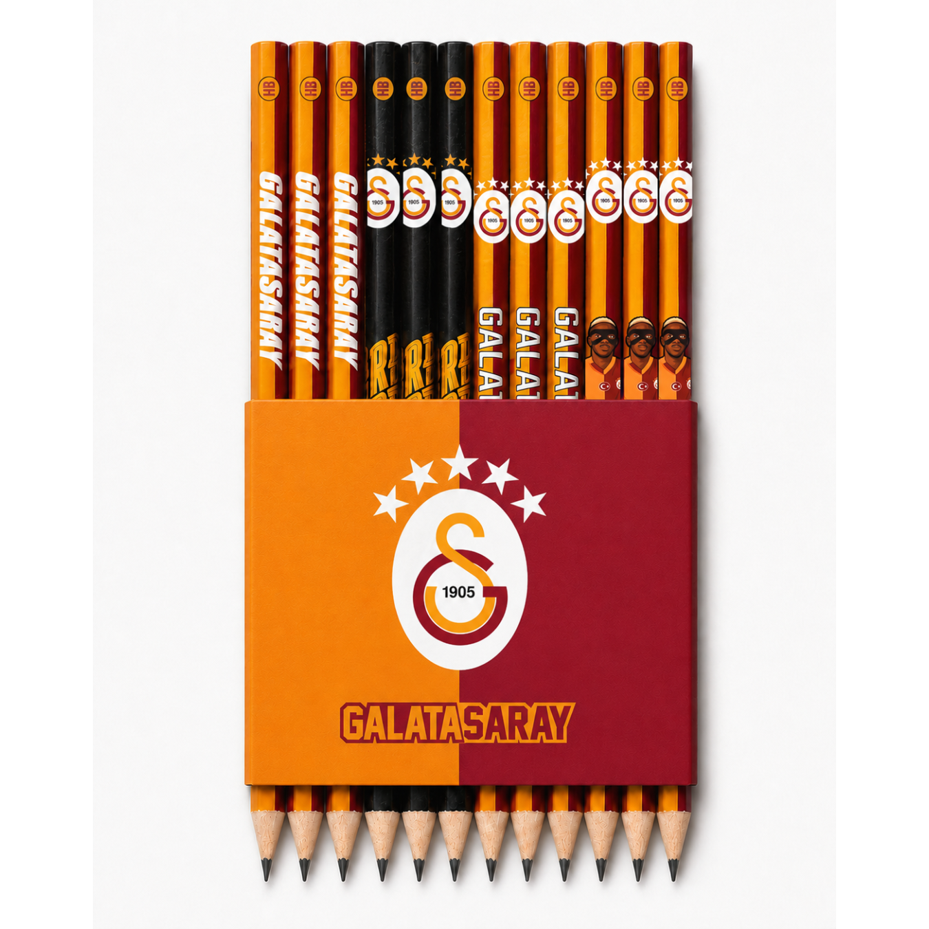 Galatasaray Lisanslı Taraftar Kurşun Kalem Seti - Çocuklar İçin 4 Çeşit 12'li Kalem Paketi