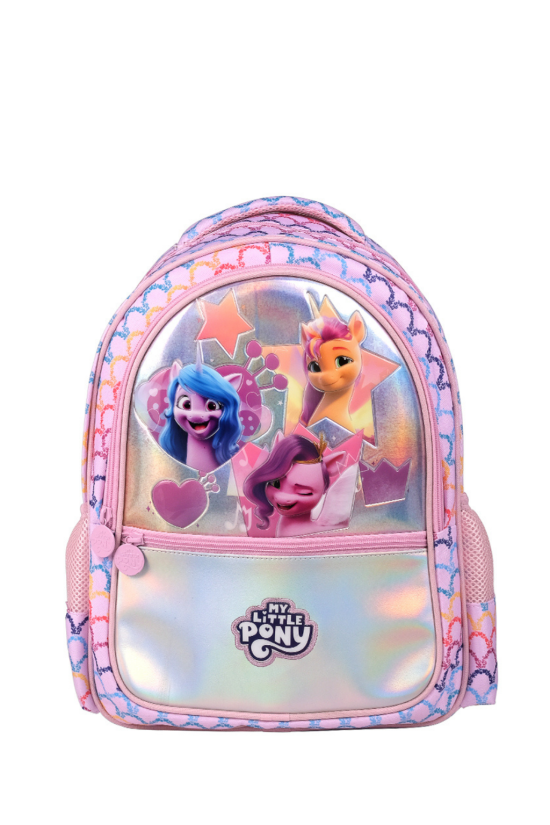 My Little Pony Lisanslı Çok Bölmeli Pembe Holografik Orijinal Okul çantası
