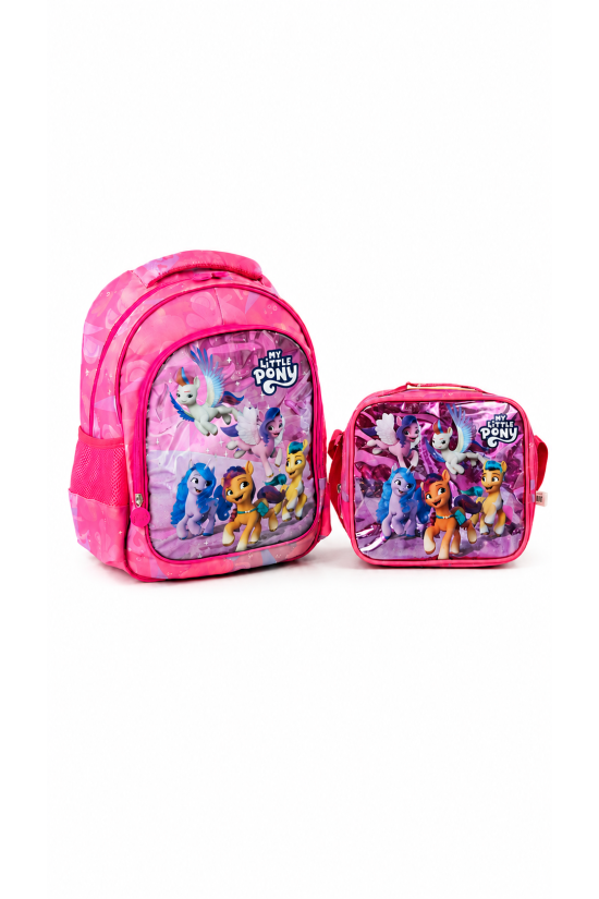 My Little Pony Lisanslı Okul Çantası ve Beslenme Çantası İkili Okul Seti Pembe Desenli