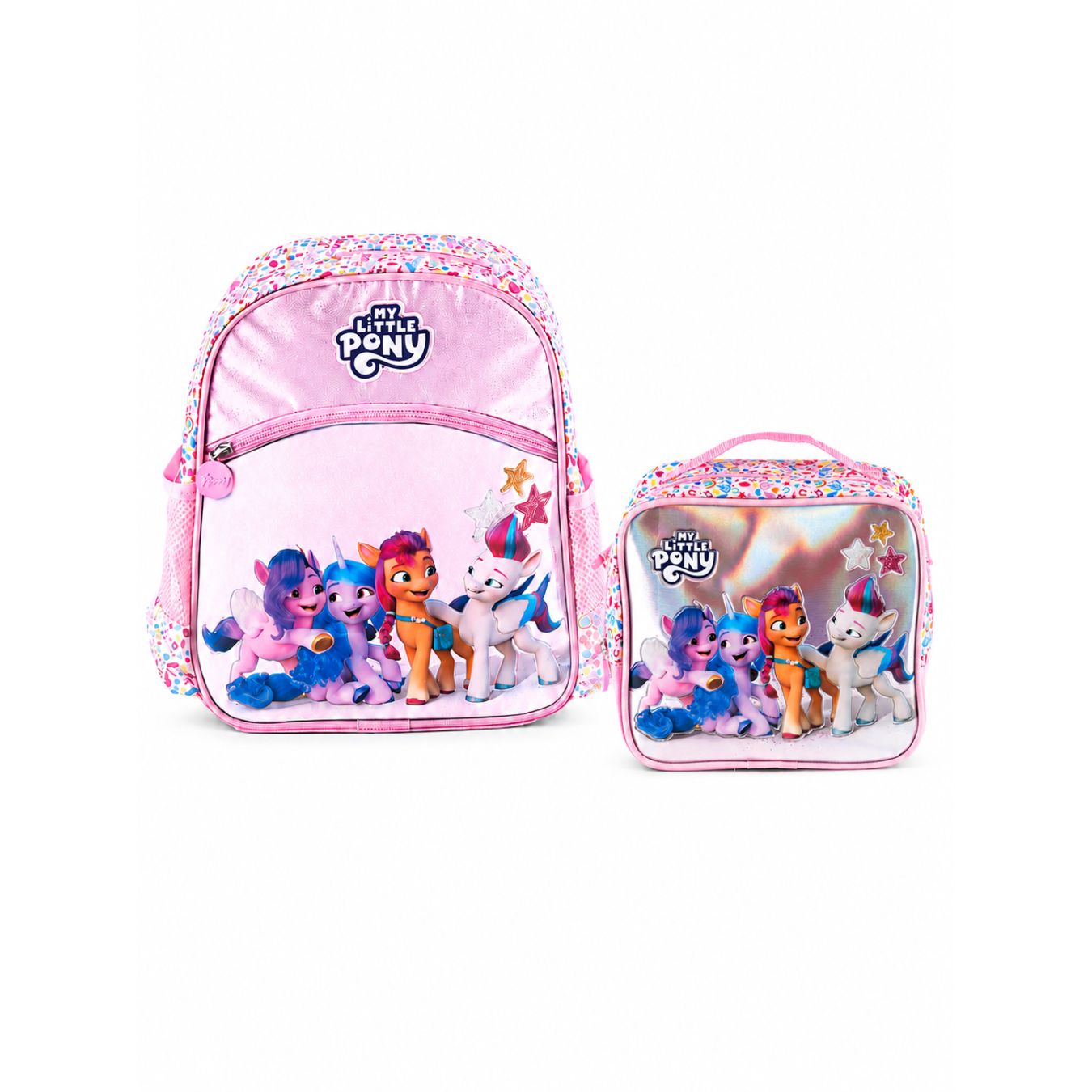 My Little Pony Lisanslı Anaokulu Çantası ve Beslenme Çantası İkili Okul Seti Pembe Simli
