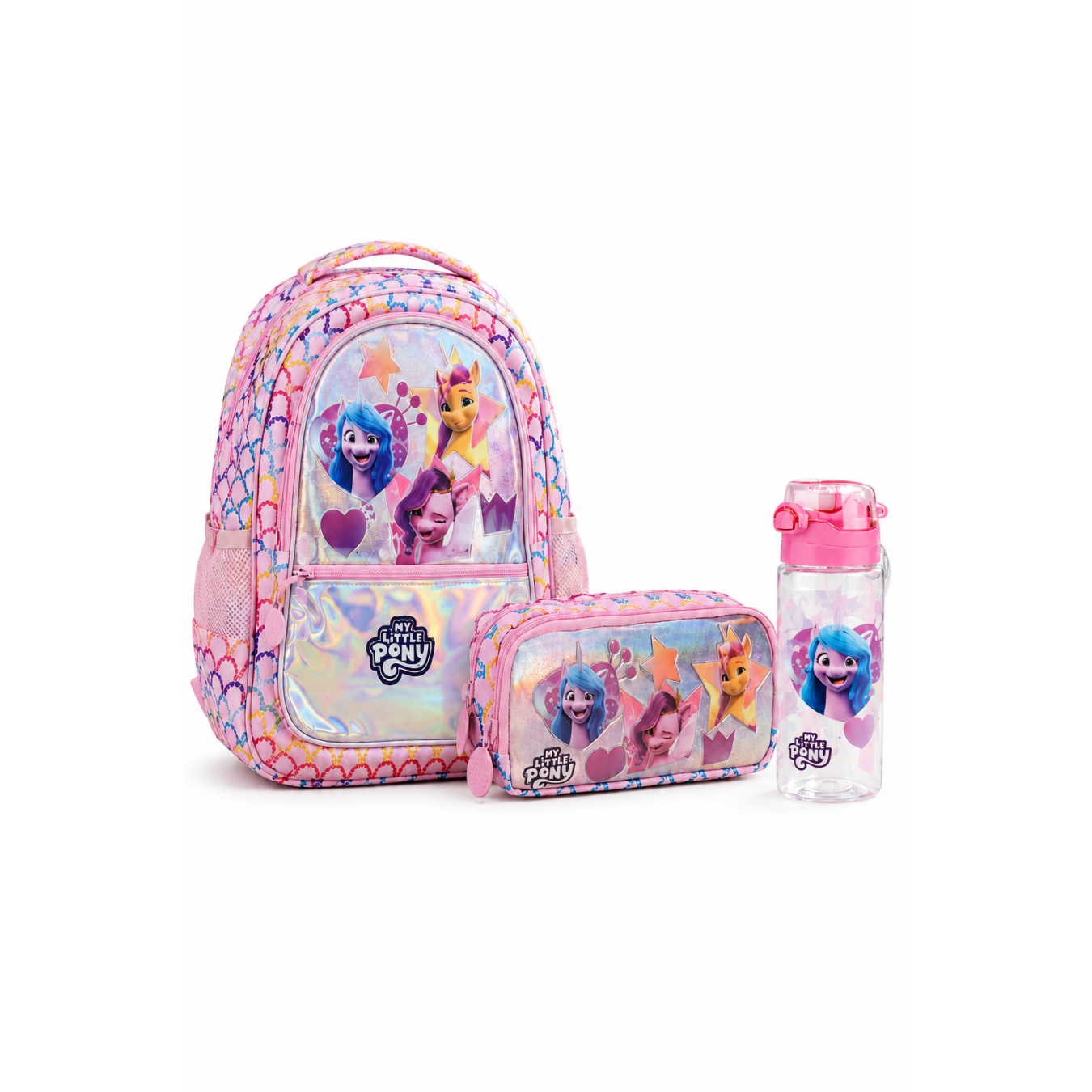 My Little Pony Lisanslı Okul Çantası, Kalemlik ve Matara 3'lü Okul Seti Holografik Pembe