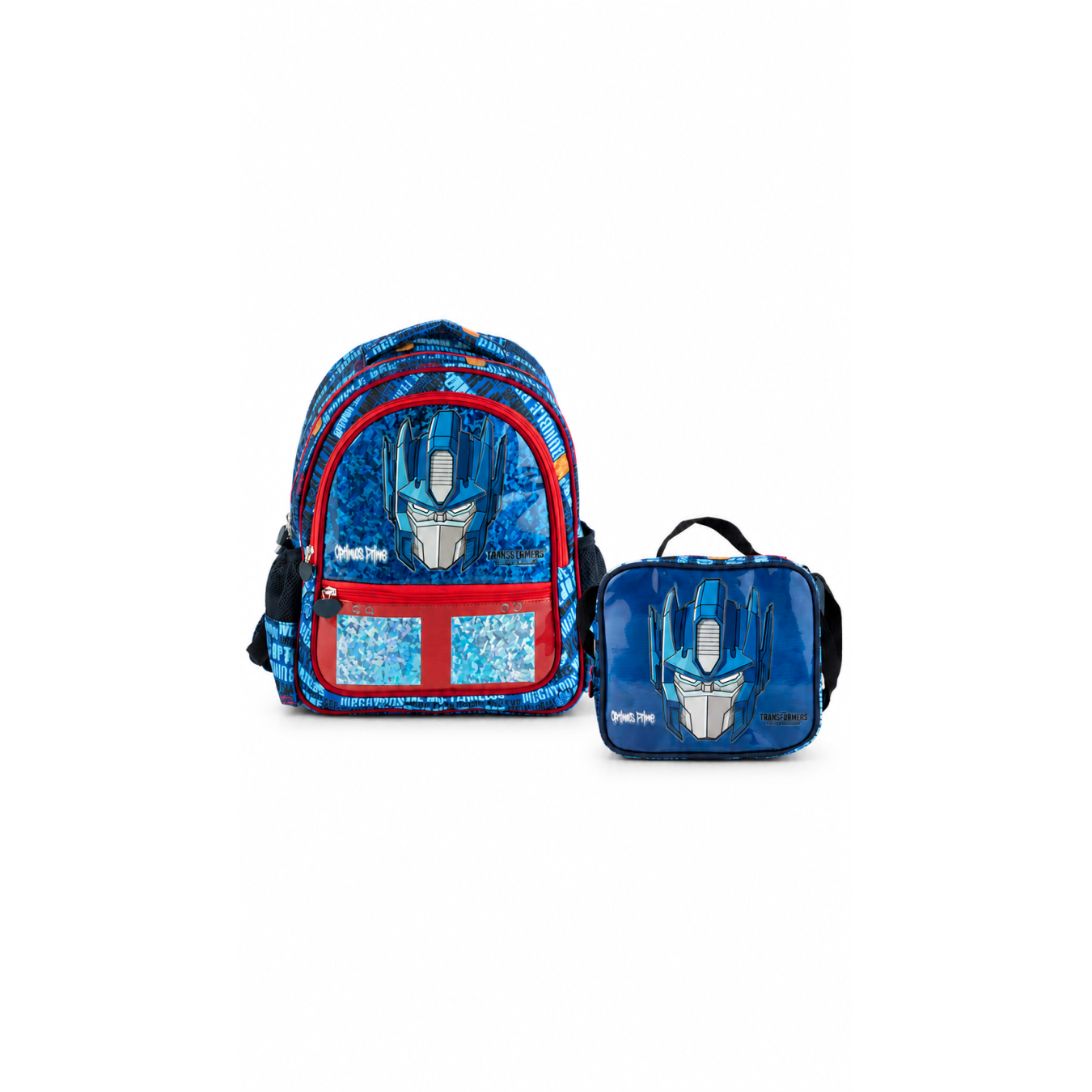 Transformers Optimus Prime Lisanslı PVC Ön Panelli İlkokul Çantası ve Beslenme Çantası İkili Okul Seti Mavi