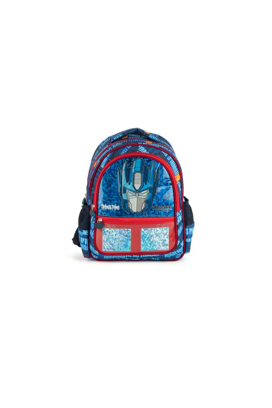 Transformers Optimus Prime Lisanslı PVC Ön Panelli İlkokul Çantası ve Beslenme Çantası İkili Okul Seti Mavi