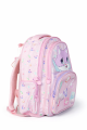 ME TEAM Pembe Kedi ve Kristal Desenli İlkokul Çantası ve Beslenme Çantası İkili Okul Seti Pembe