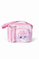ME TEAM Pembe Kedi ve Kristal Desenli İlkokul Çantası ve Beslenme Çantası İkili Okul Seti Pembe