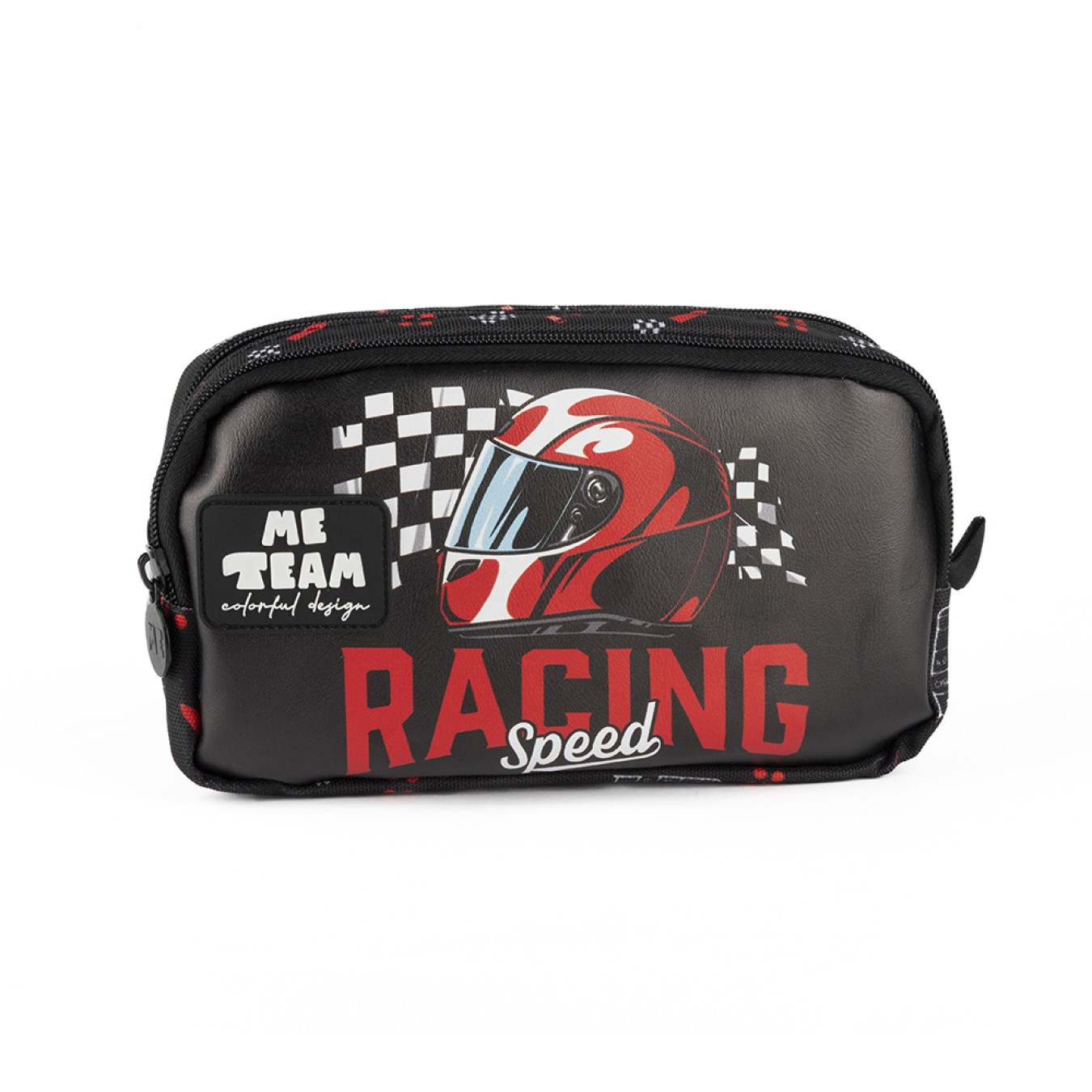 ME TEAM Racing Speed Yarış Arabası Baskılı İlkokul Çantası ve Kalemlik İkili Okul Seti Siyah