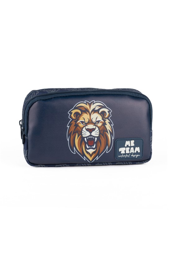ME TEAM Lions Aslan Baskılı İlkokul Çantası Beslenme Çantası ve Kalemlik Üçlü Okul Seti Lacivert
