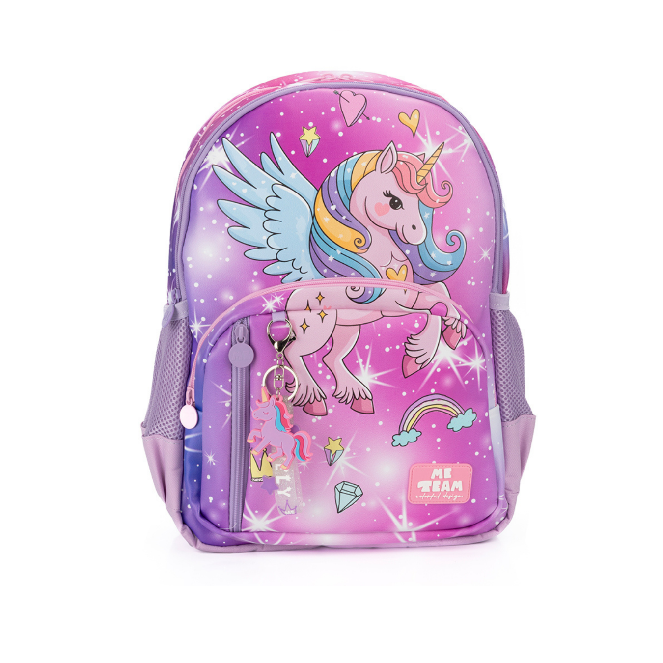 Me Team Unicorn baskılı Lila Okul çantası