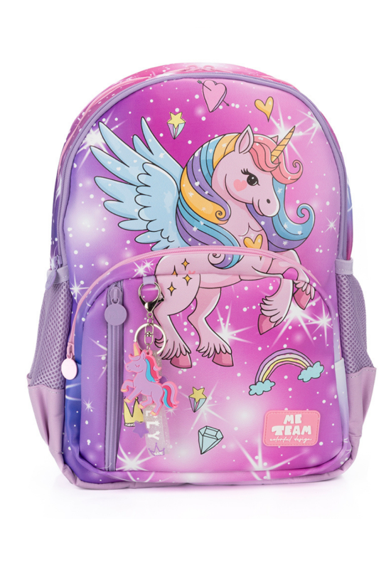Me Team Unicorn baskılı Lila Okul çantası
