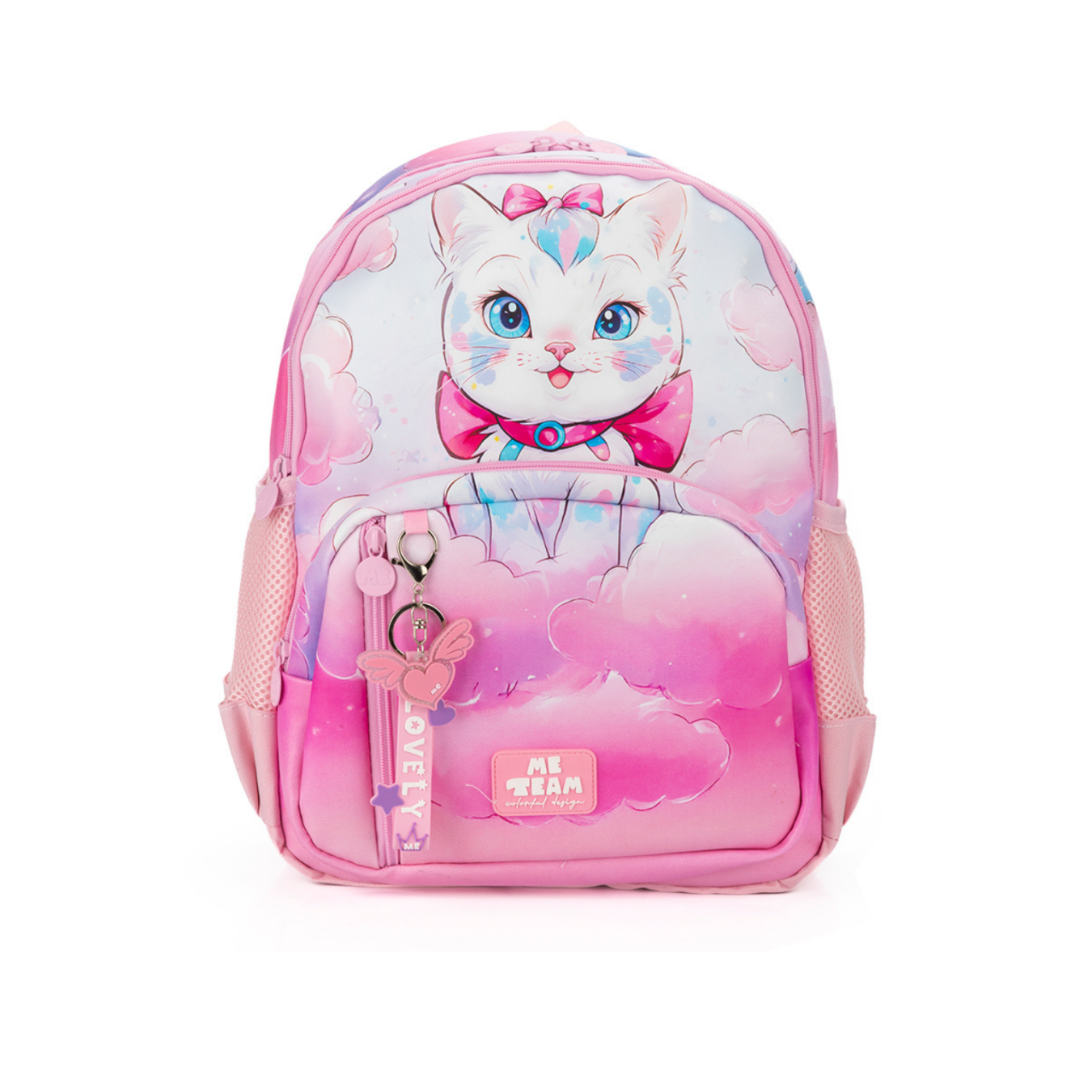 Me Team Çok Bölmeli Kedi Figürlü Pembe Okul çantası