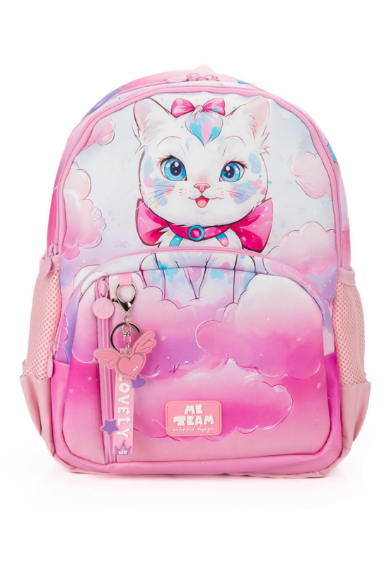 Me Team Çok Bölmeli Kedi Figürlü Pembe Okul çantası