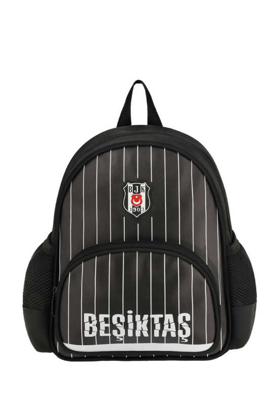 Beşiktaş Lisanslı Siyah Beyaz Orijinal Suni Deri Anaokulu çantası