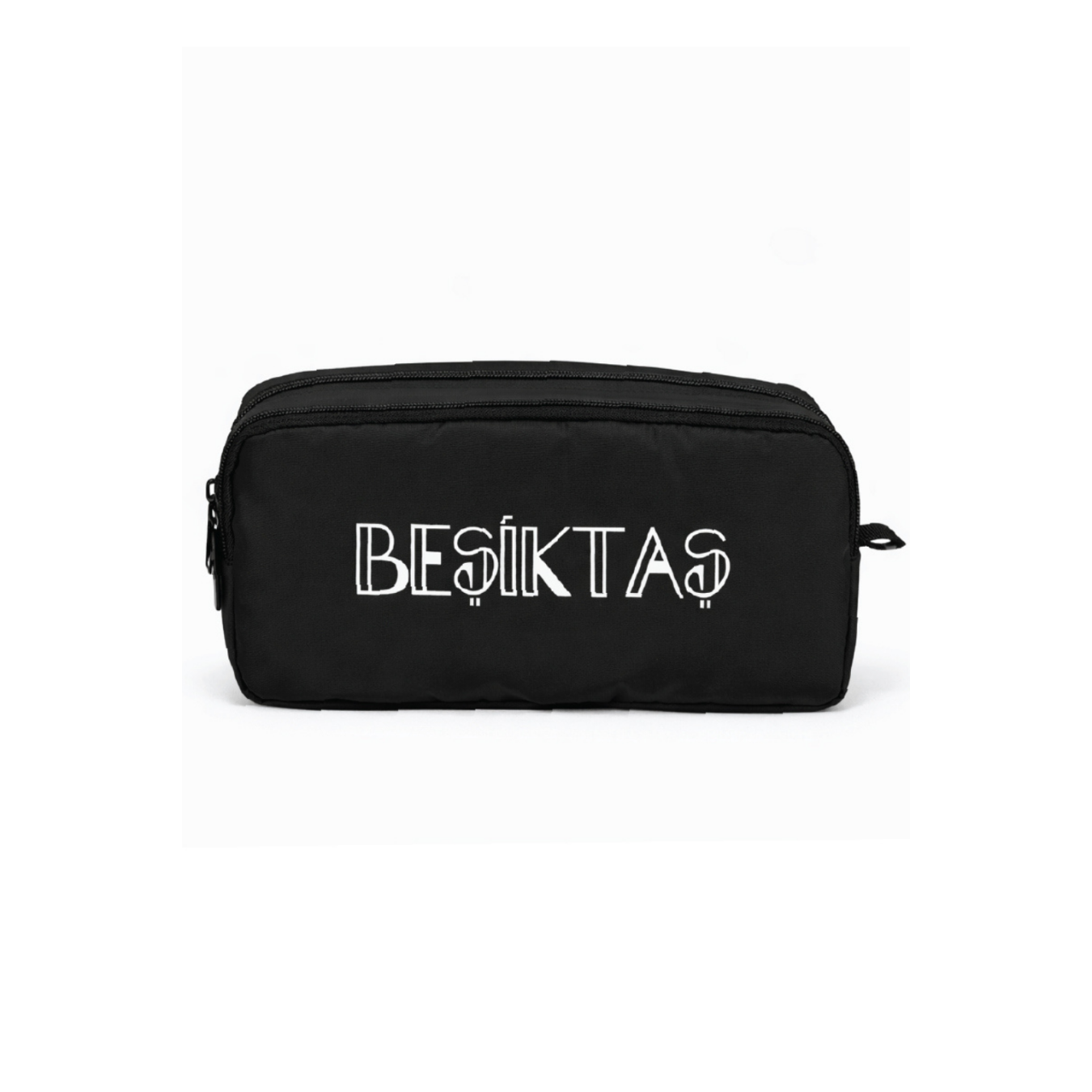 Beşiktaş Lisanslı Siyah Paraşüt Kumaş Kalemlik - Çift Bölmeli Su İtici Kumaşlı Kalem Çantası