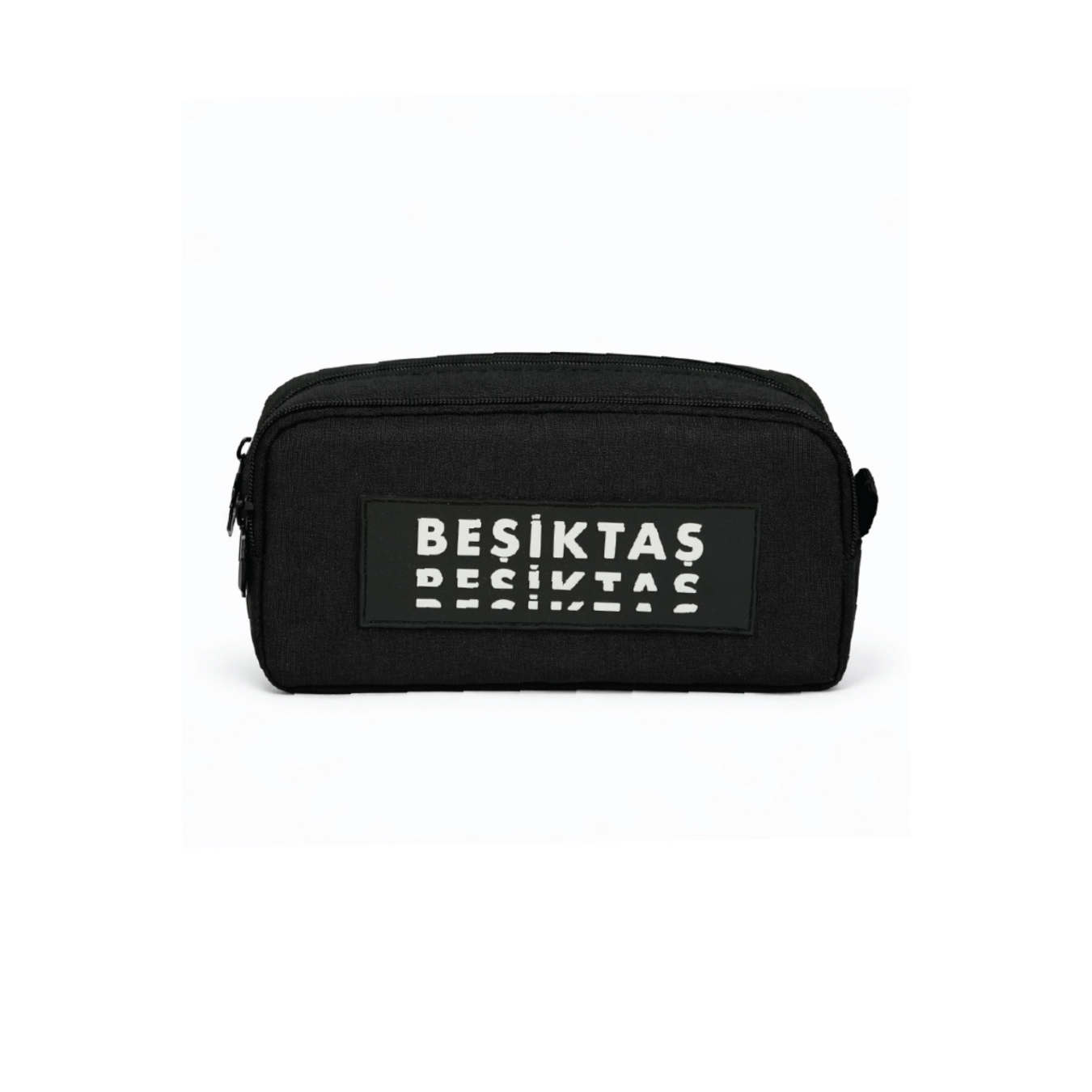 Beşiktaş Lisanslı Siyah Yazılı Kalemlik - Çift Bölmeli Su İtici Kumaşlı Kalem Çantası