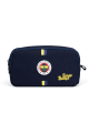 Fenerbahçe Lisanslı Çubuk Desen Baskılı Logolu Kalemlik - Lacivert 2 Bölmeli Kalem Çantası