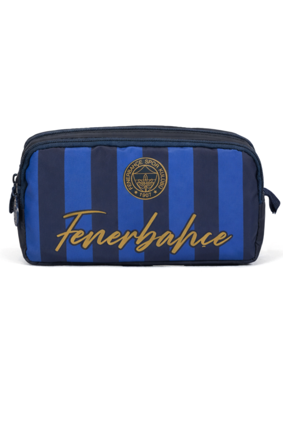 Fenerbahçe Lisanslı Lacivert Çubuklu Kalemlik - Çift Bölmeli Sarı Lacivert Okul Kalem Çantası