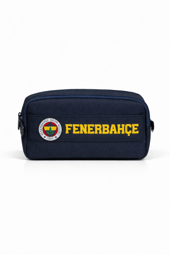 Fenerbahçe Lisanslı Su İtici Özellikli Lacivert Kalemlik- İki Bölmeli & Rubber Logolu Kalem Çantası