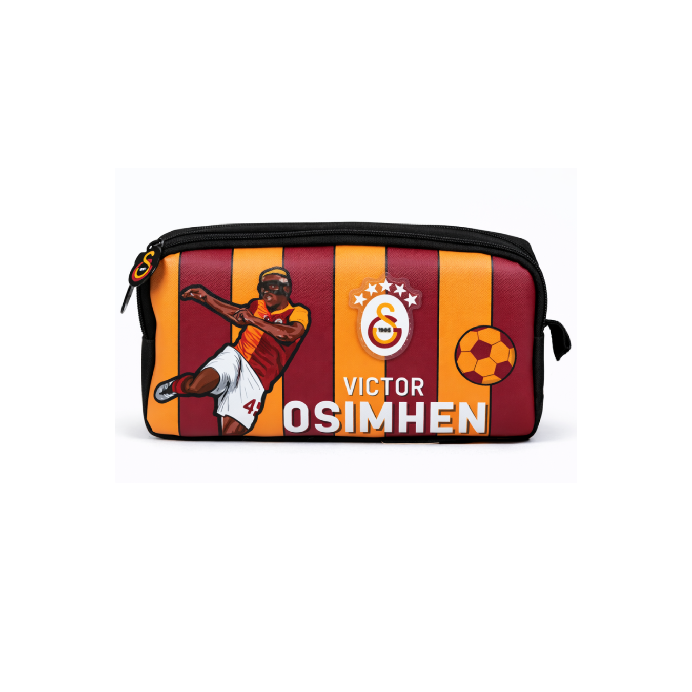 Galatasaray Lisanslı Victor Osimhen Kalemlik - Çift Bölmeli Su İtici Kumaşlı Parçalı Kalem Çantası