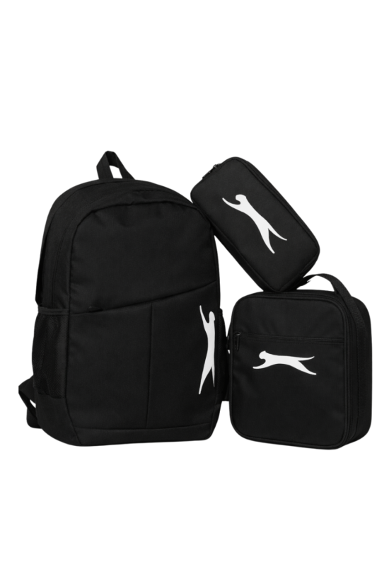 Slazenger Lisanslı 3’lü Okul Çantası Seti Siyah – Sırt Çantası + Beslenme Çantası + Kalemlik Seti