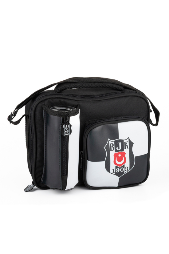 Beşiktaş Lisanslı Suluk Bölmeli Siyah Beyaz Orijinal Beslenme çantası