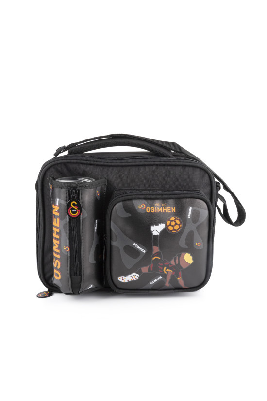 Galatasaray Lisanslı Suluk Bölmeli Victor Osimhen'li Siyah Orijinal Beslenme çantası
