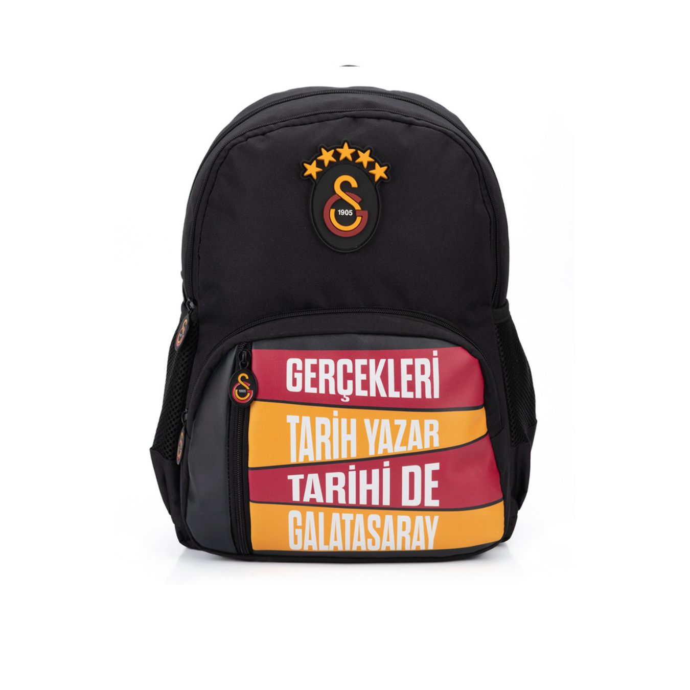 Galatasaray Lisanslı Suni Deri Detaylı Okul Çantası - Siyah Çok Bölmeli Sırt Çantası