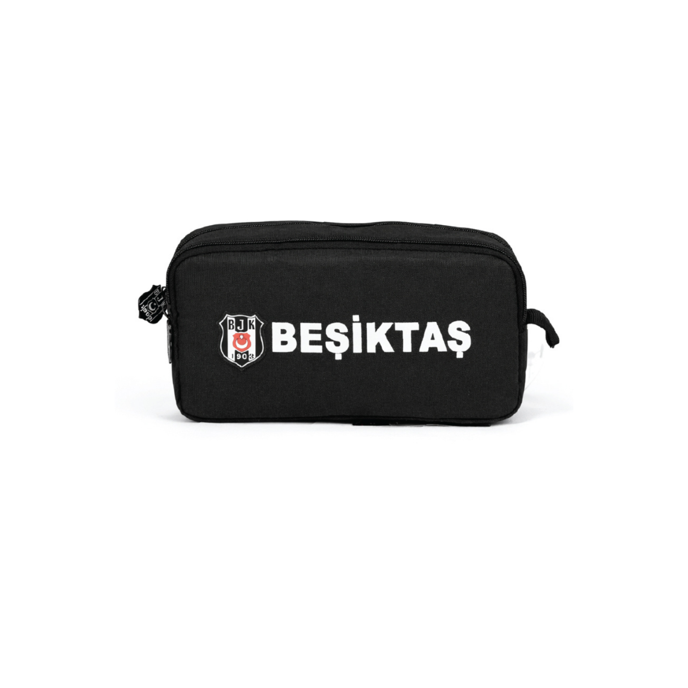 Beşiktaş Lisanslı Siyah Arma ve Yazı Detaylı Kalemlik - Çift Bölmeli Spor Kalem Çantası