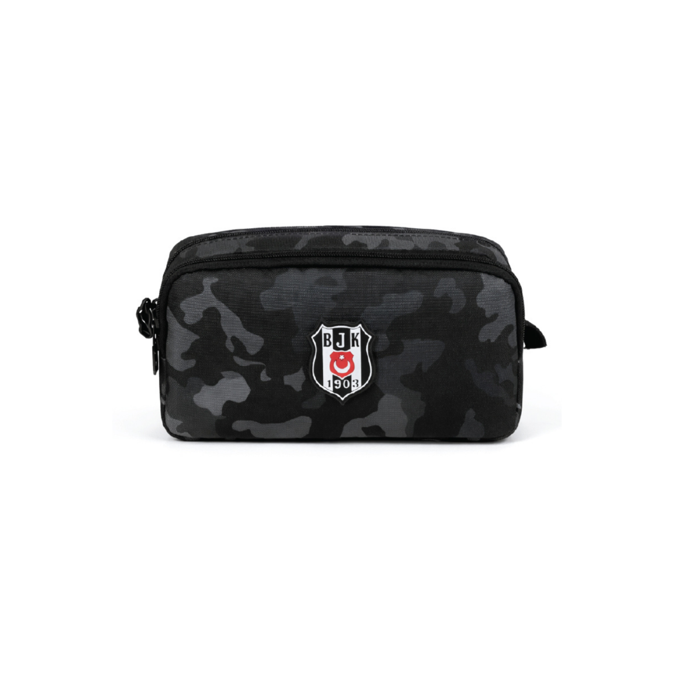 Beşiktaş Lisanslı Kamuflajlı Kalemlik - Siyah 2 Bölmeli Kalem Çantası