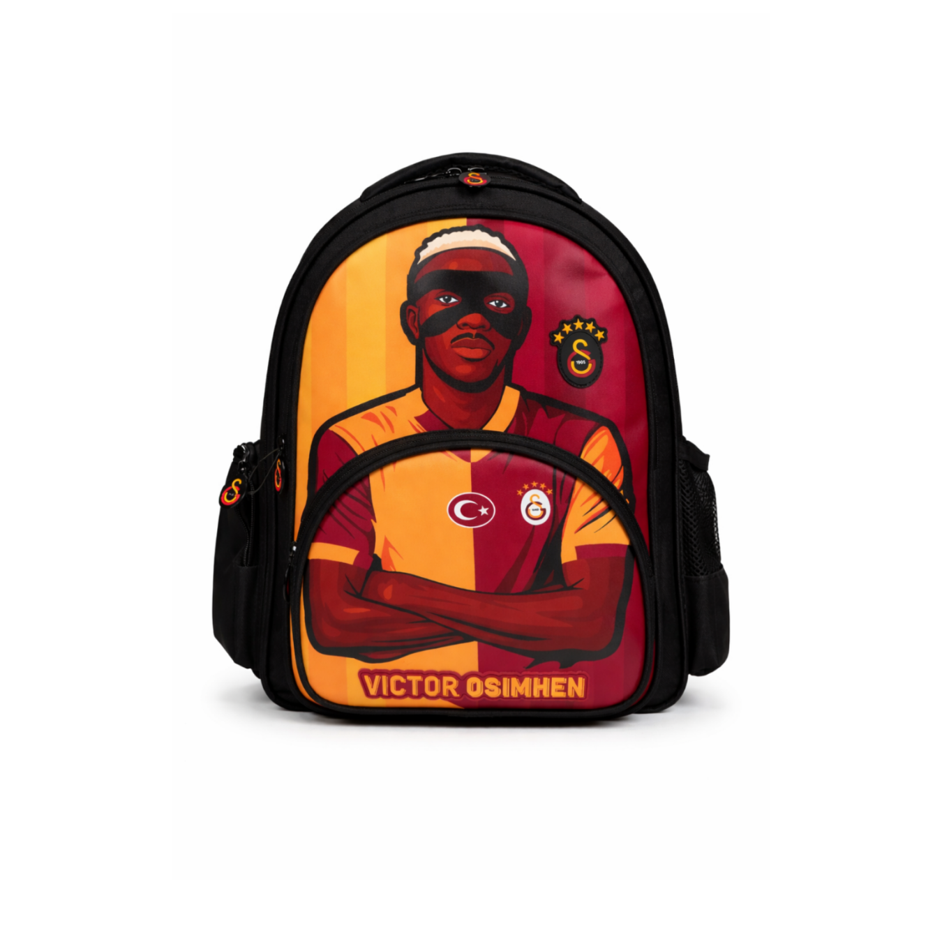 Galatasaray Lisanslı Victor Osimhen Figürlü 3 Bölmeli Okul Çantası - Laptop Bölmeli Su İtici Kumaşlı Sırt Çantası