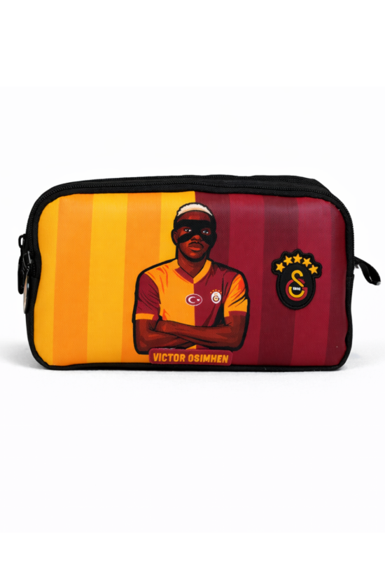 Galatasaray Lisanslı Victor Osimhen Figürlü Kalemlik - Çift Bölmeli Su İtici Kumaşlı Kalem Kutusu
