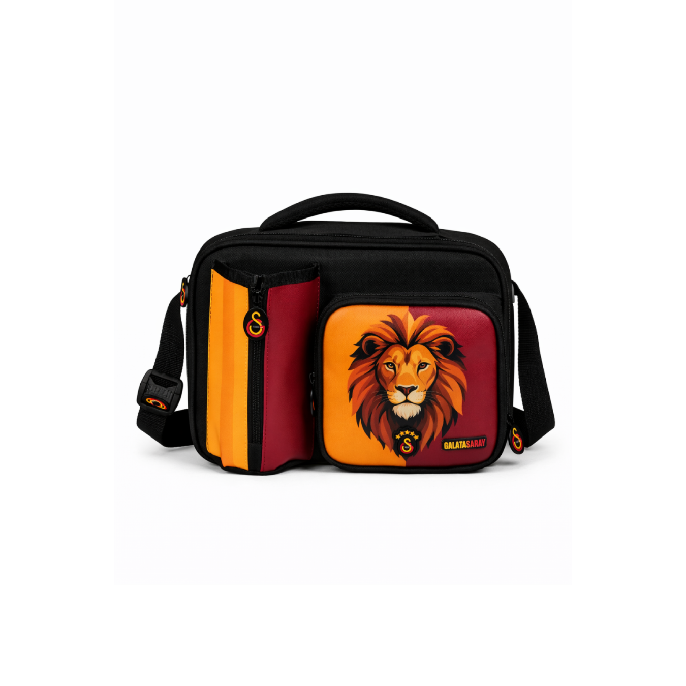 Galatasaray Lisanslı Aslan Desenli 3 Bölmeli Su İtici Kumaşlı Beslenme Çantası