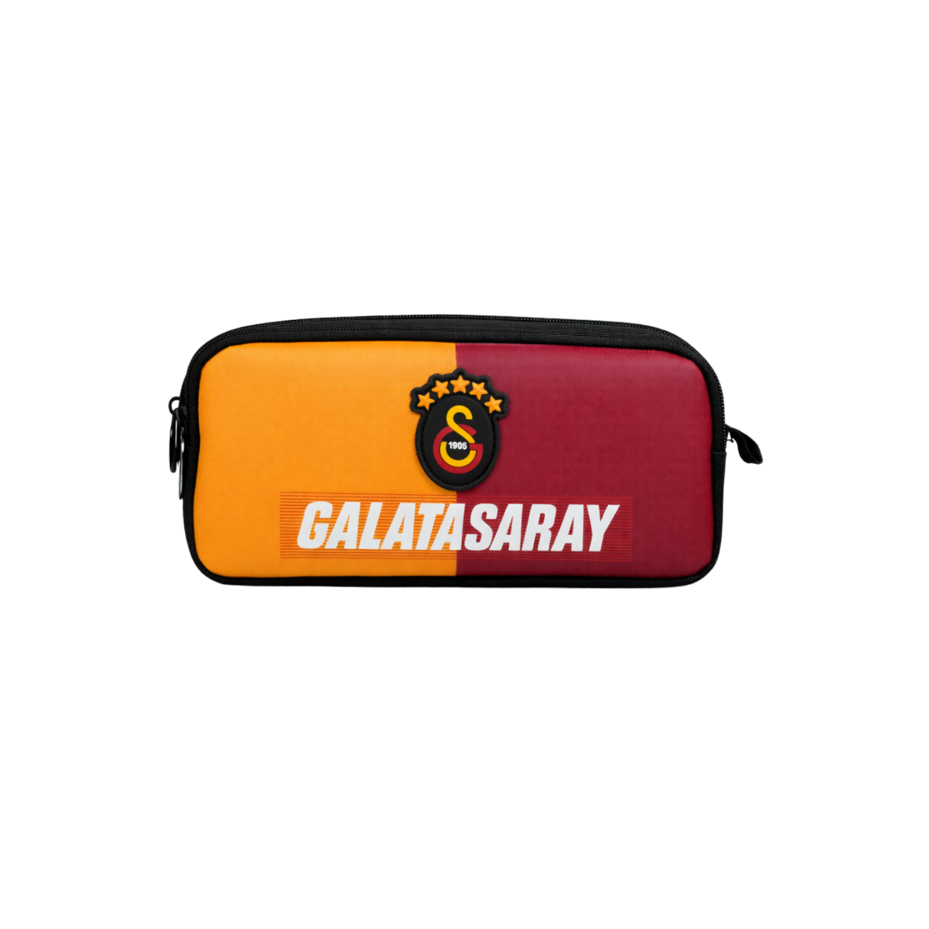 Galatasaray Lisanslı Çift Bölmeli Parçalı Desen Kalemlik - Rubber Logolu Su İtici Kumaşlı Kalem Kutusu