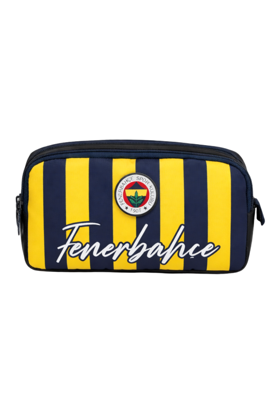 Fenerbahçe Lisanslı Klasik Çubuklu Kalemlik - Çift Bölmeli Sarı Lacivert Spor Kalem Çantası