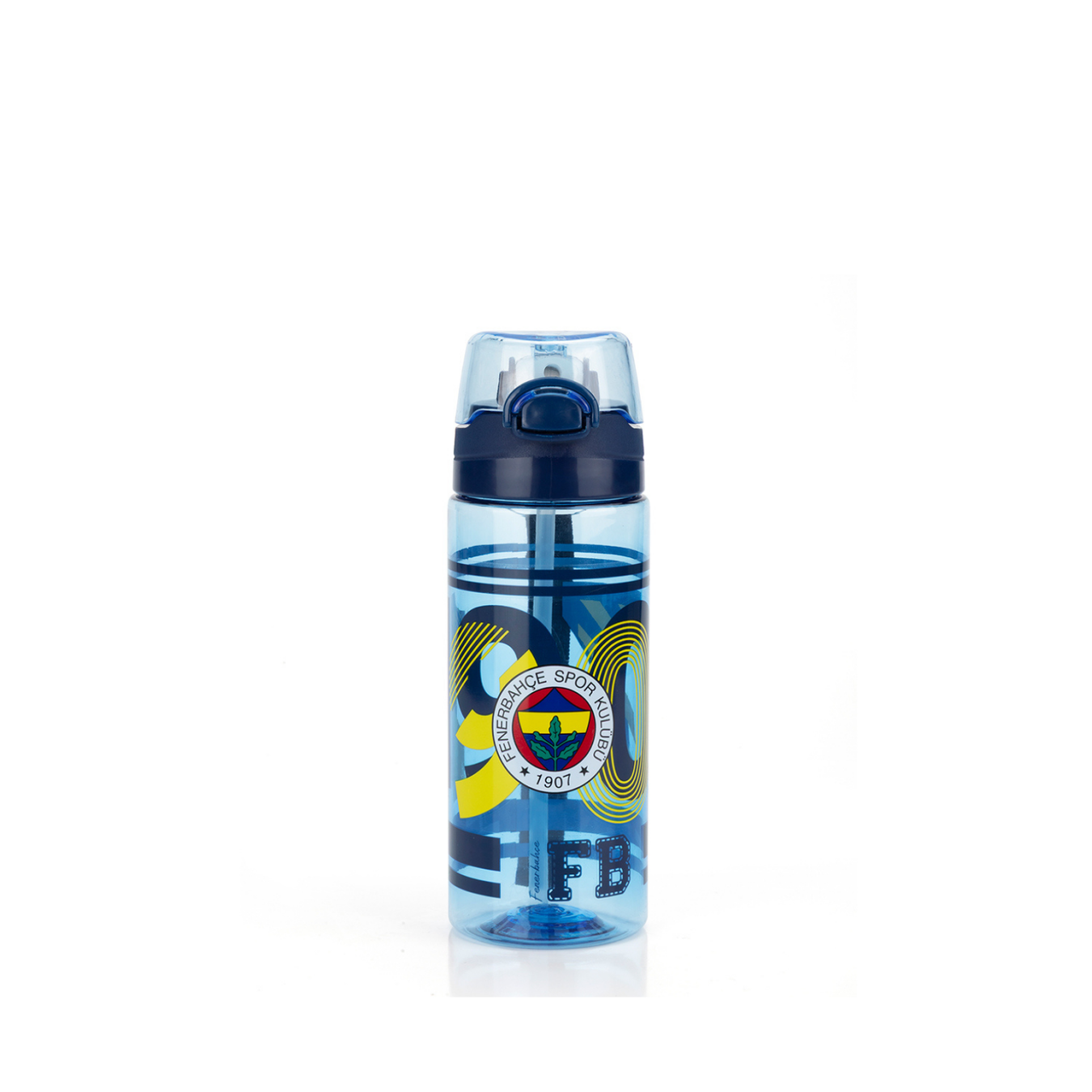Fenerbahçe Lisanslı 500ml Pipetli Kilitli Kapaklı Mavi Su Matarası - Orijinal FB Taraftar Suluk