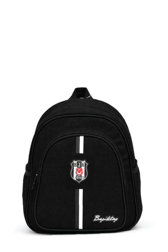 Beşiktaş Lisanslı Kanvas Anaokulu Çantası - Siyah Beyaz Çizgili Kreş Sırt Çantası