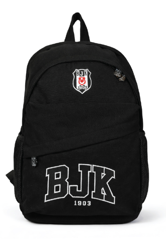 Beşiktaş Lisanslı Siyah Nakış Logolu Okul Çantası - 3 Bölmeli İlkokul ve Ortaokul Çantası