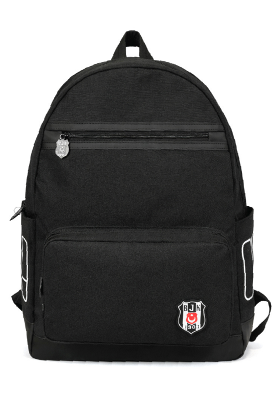 Beşiktaş Lisanslı Siyah Suni Deri Detaylı Sırt Çantası - 1903 Nakışlı Laptop Bölmeli Okul Çantası