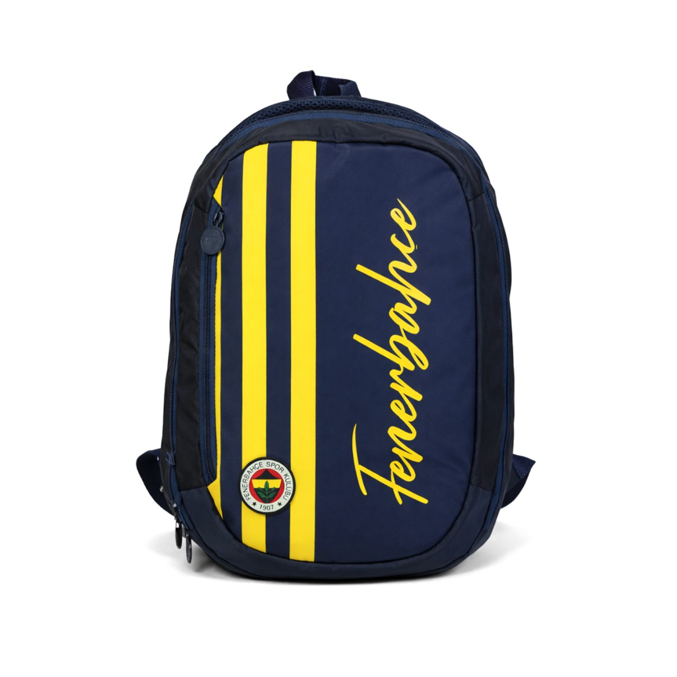 Fenerbahçe Lisanslı Sarı Lacivert Çubuklu Sırt Çantası - 3 Bölmeli Laptop Gözlü Okul Çantası