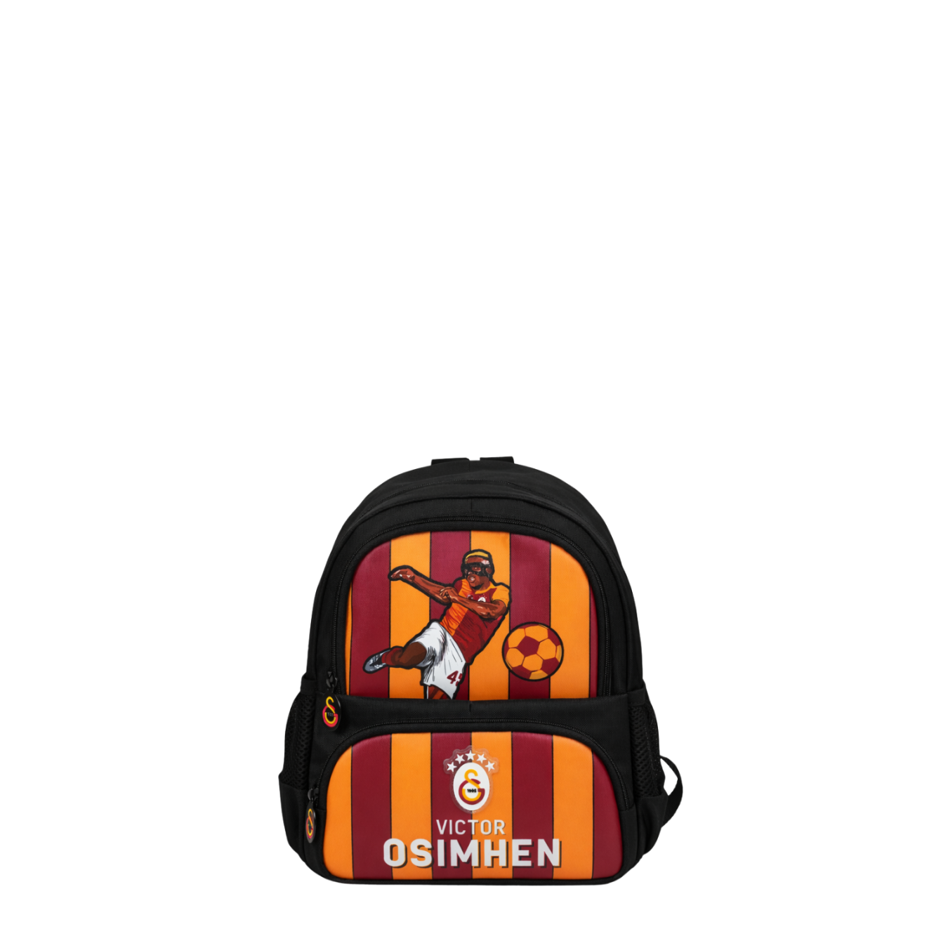 Galatasaray Lisanslı Victor Osimhen Baskılı Anaokulu Çantası - Sarı Kırmızı 2 Bölmeli Sırt Çantası
