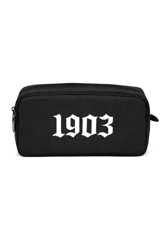 Beşiktaş Lisanslı 1903 Baskılı Kalemlik - Siyah Su İtici Kumaşlı Çift Bölmeli Kalem Çantası