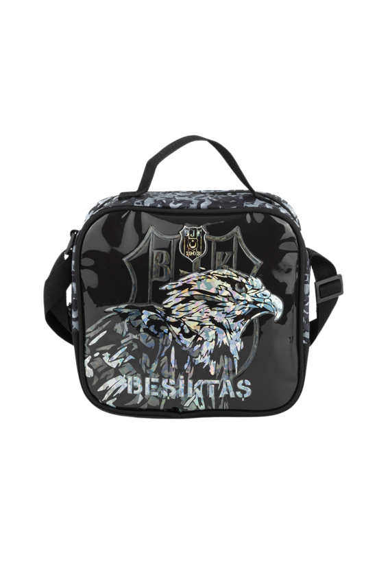 Beşiktaş Lisanslı Kartal Desenli PVC Detaylı Siyah Orijinal Beslenme çantası