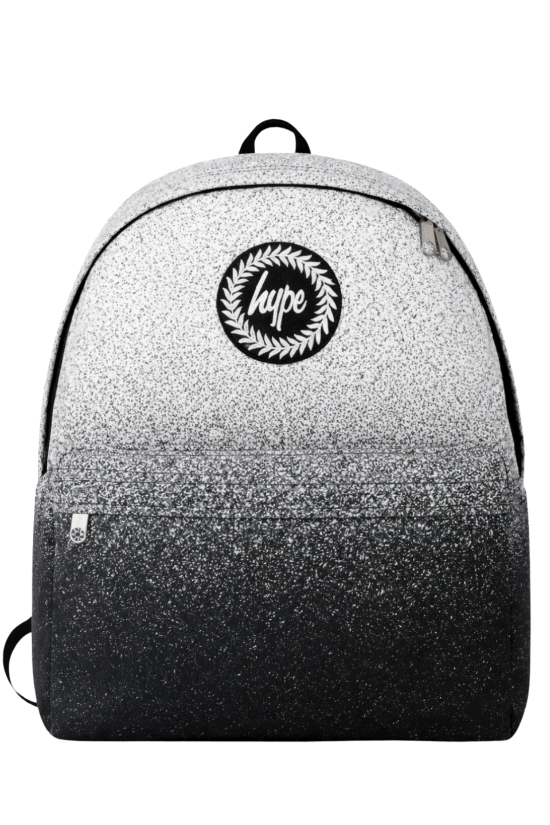 Hype Lisanslı 3 Bölmeli Sırt Çantası - Siyah Beyaz Geçişli Laptop Bölmeli Su İtici Okul Çantası