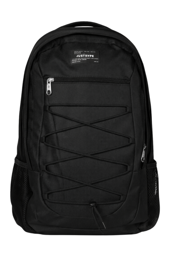 Hype Lisanslı 3 Bölmeli Sırt Çantası - Siyah Kordonlu Laptop Gözlü Su İtici Okul Çantası