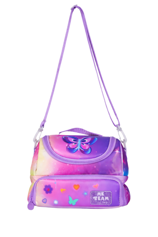 ME TEAM Kelebek Desenli Beslenme Çantası - Su İtici Dijital Baskılı Çift Bölmeli Beslenme Çantası