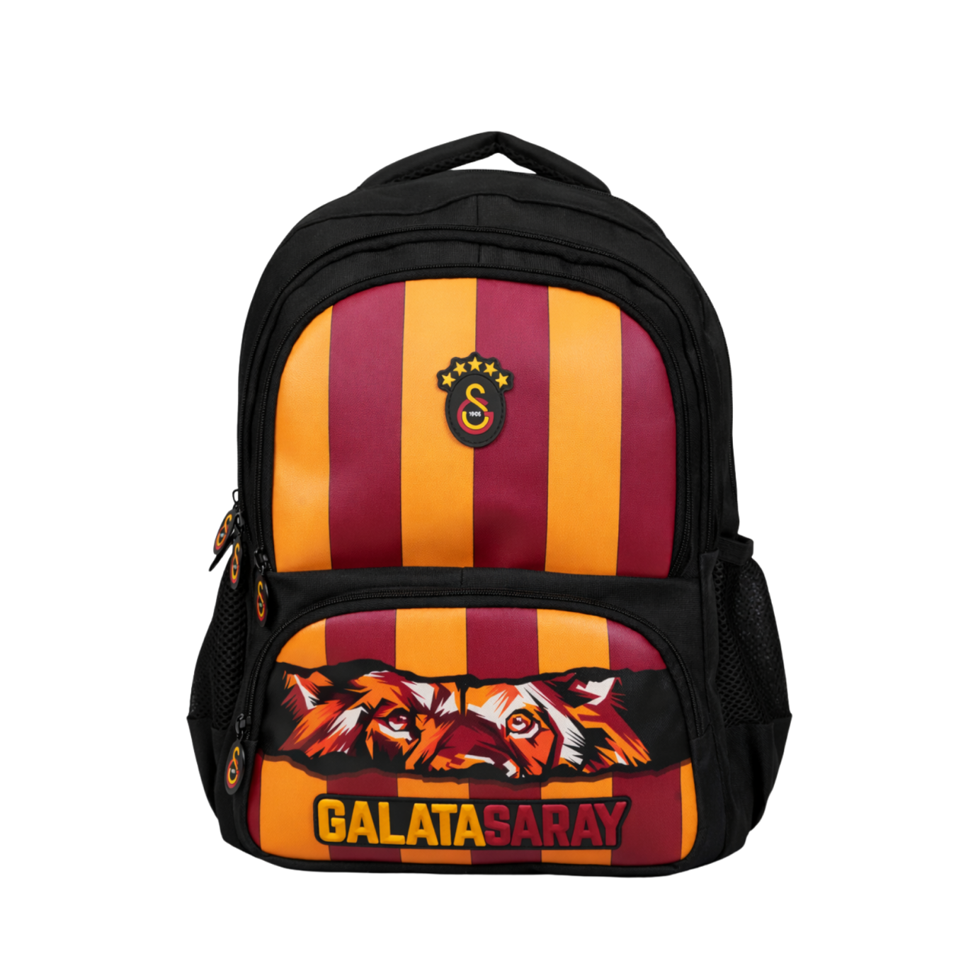 Galatasaray Lisanslı 4 Bölmeli Okul Çantası - Parçalı Desenli Su İtici Sırt Çantası