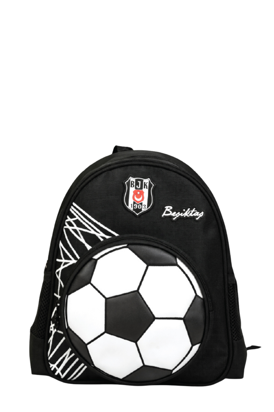Beşiktaş Lisanslı 3D Futbol Topu Baskılı Anaokulu Çantası - 2 Bölmeli Küçük Boy Sırt Çantası