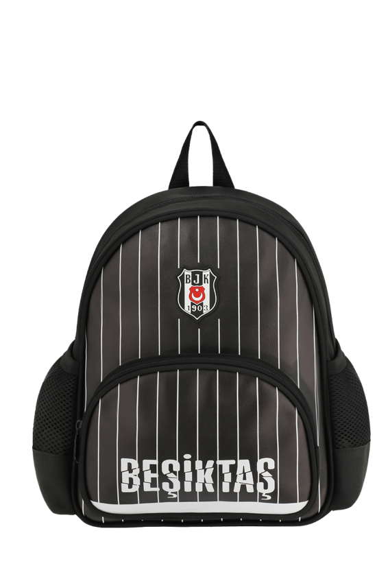 Beşiktaş Lisanslı Siyah Beyaz Orijinal Suni Deri Anaokulu çantası