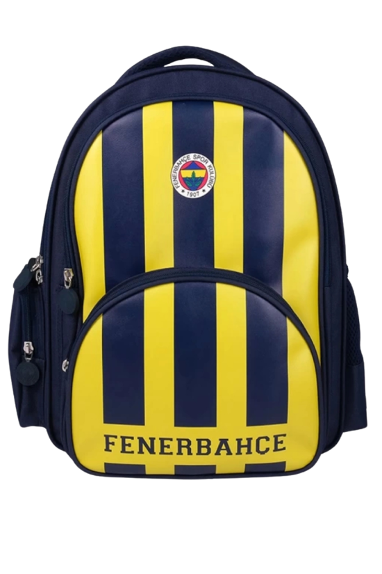 Fenerbahçe Lisanslı Çok Bölmeli Sarı Lacivert Orijinal Suni Deri Okul çantası